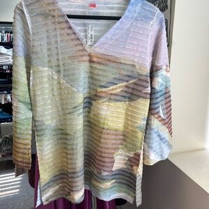 Multicolor V-Neck Women's Top